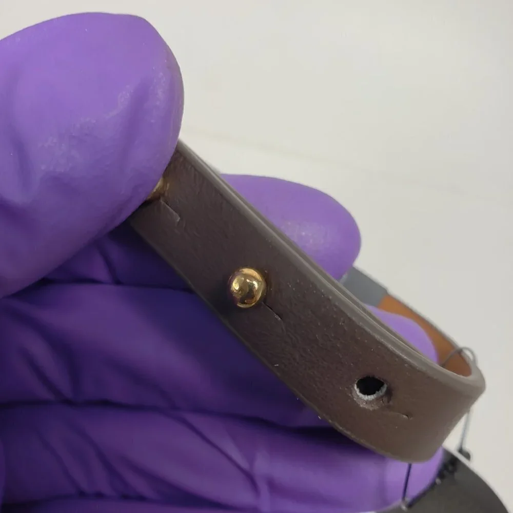 2/$30 Men's Brown Genuine Leather Bracelet – Adjustable Cuff w/ Gold Stud Detail